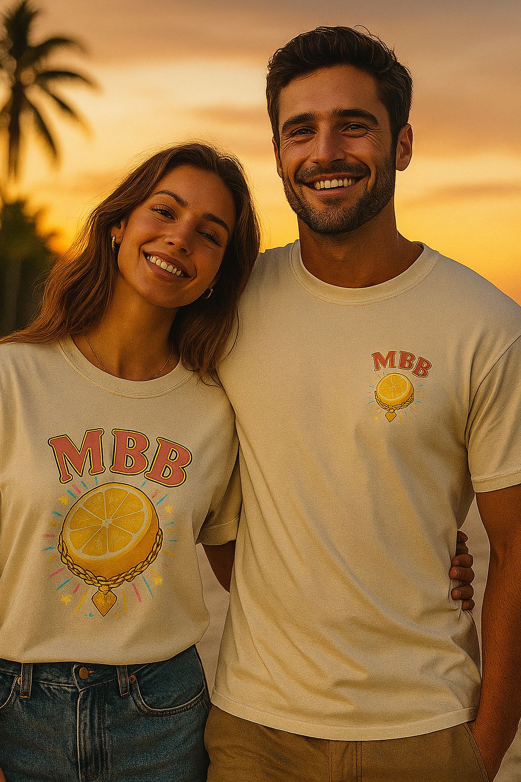 Tropical Shirt Lemon Bling Beige