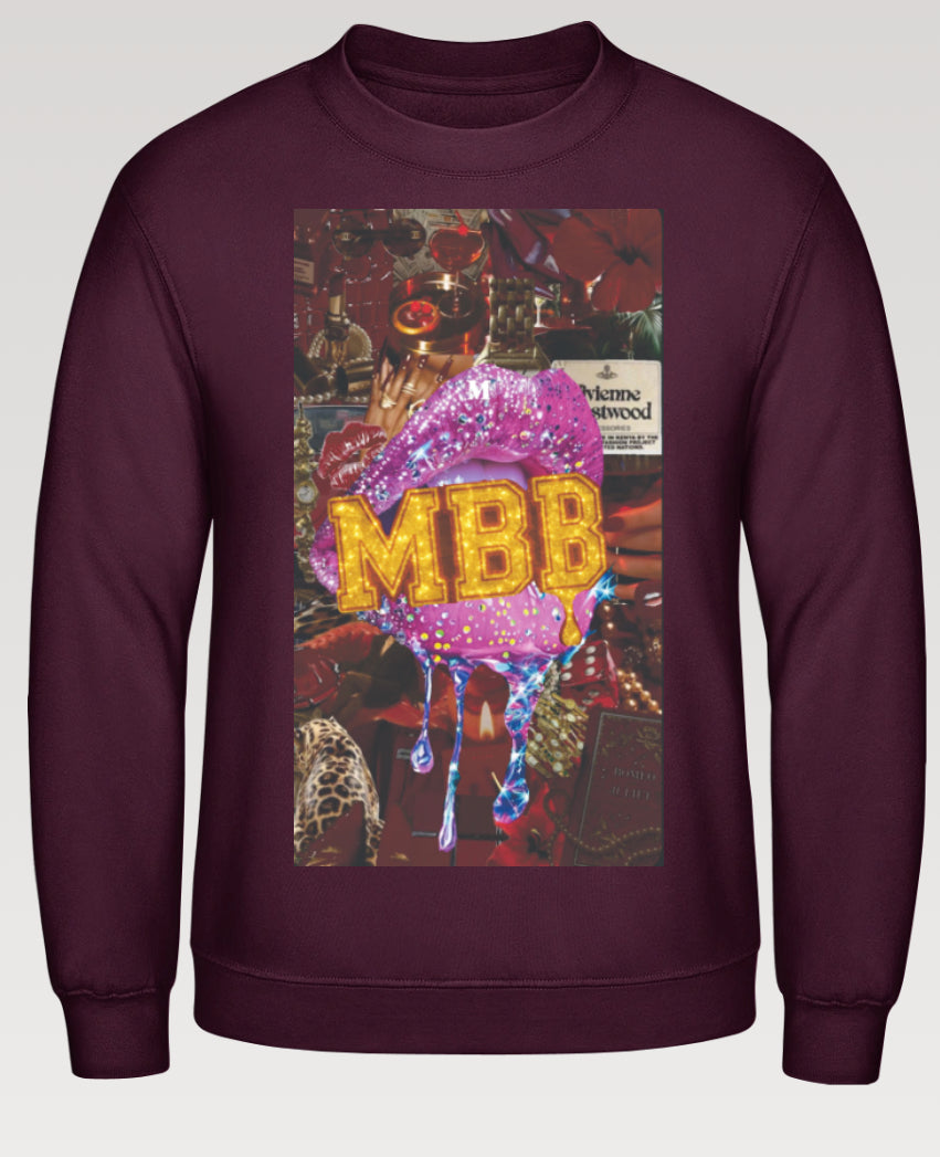 Burgundy Glam Lips Sweater