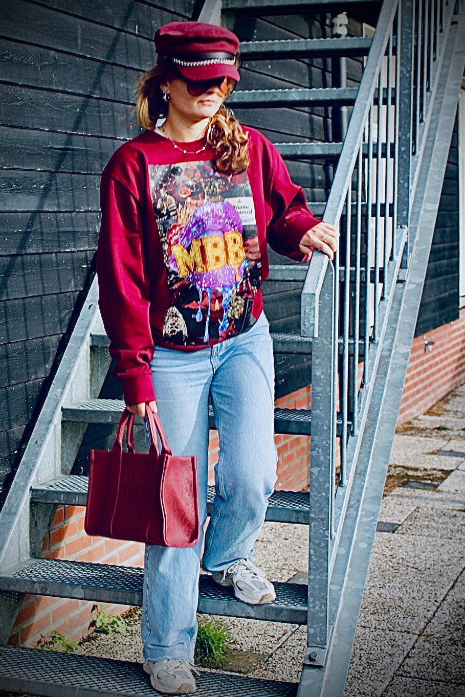 Burgundy Glam Lips Sweater