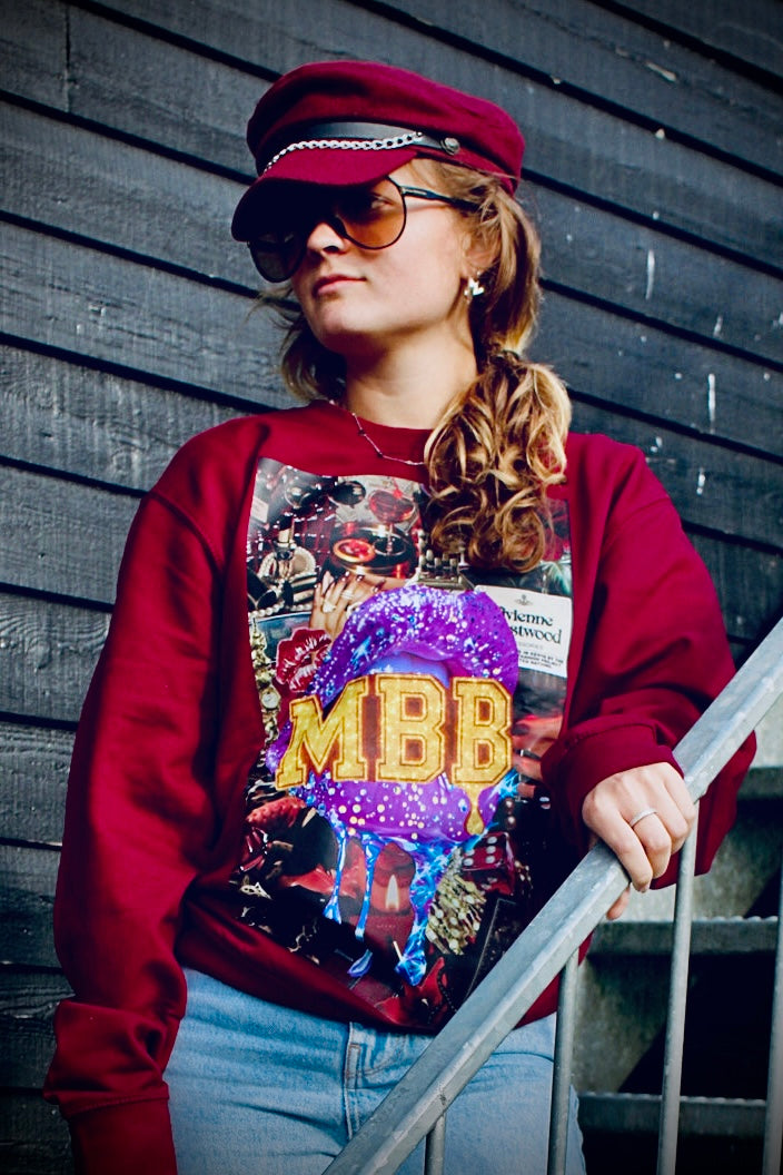 Burgundy Glam Lips Sweater